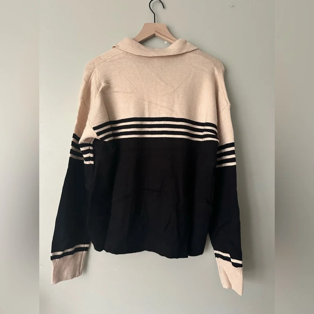 Black and Cream Striped Sweater - Picture 3 of 6